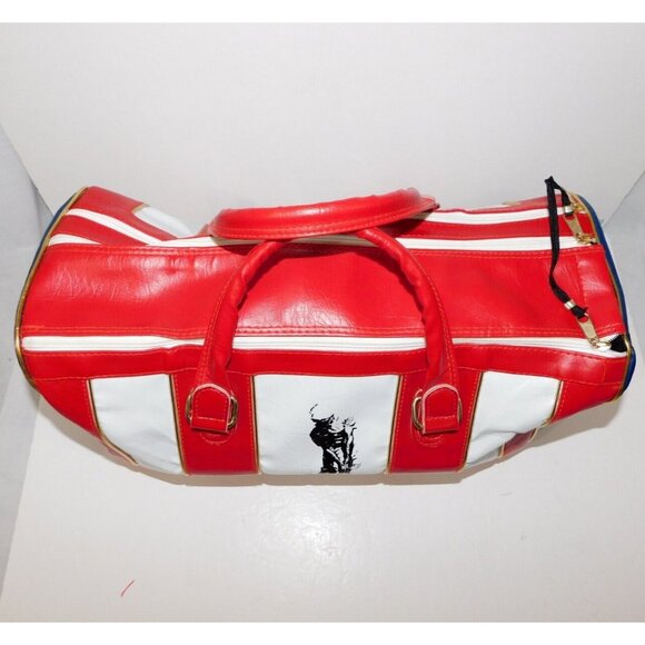 Vintage Ben Hogan Golf Tour Duffle Travel Gym Bag Red White Blue Vinyl - Picture 6 of 13